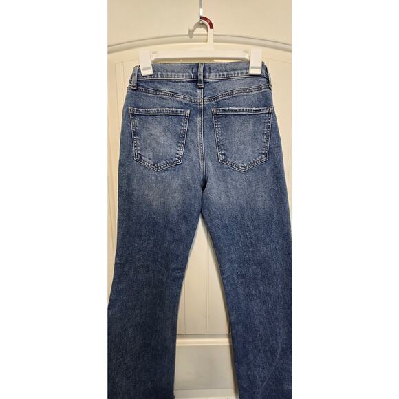 EXPRESS 70s Flare Mid Rise Frayed Hem Denim Jeans Size 6 - Picture 5 of 12
